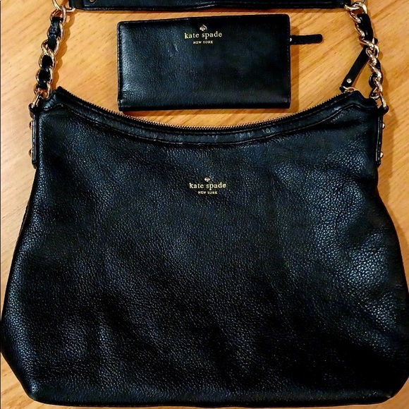 kate spade Handbags - Kate Spade Black Leather Bag & Wallet